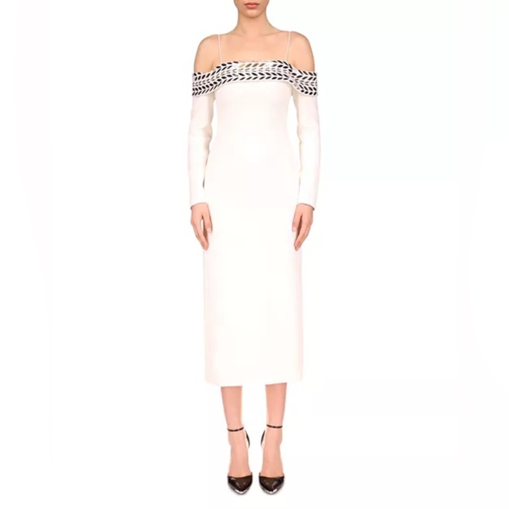 David Koma Plexi Tire White Off Shoulder Midi Dress - Picture 1 of 10